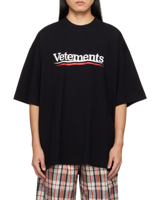 Vetements Black Logo Printed Crewneck T-Shirt for men