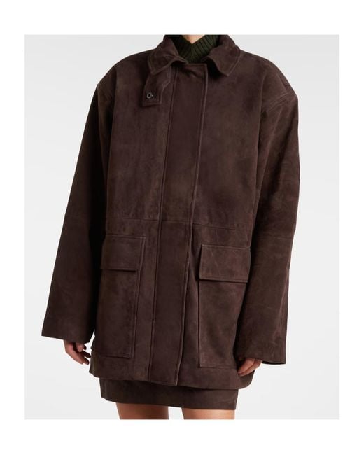 ROTATE BIRGER CHRISTENSEN Brown High Collar Long Sleeve Leather Jacket