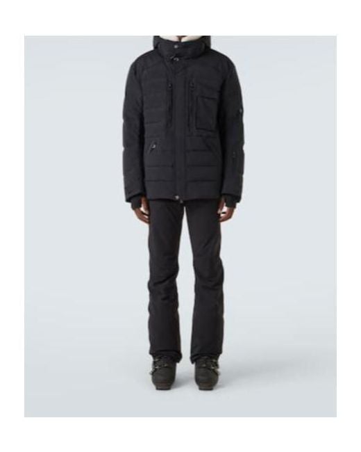 Bogner Blue Down-Filled Ski Suit Features A Detachable Fleece Hood for men