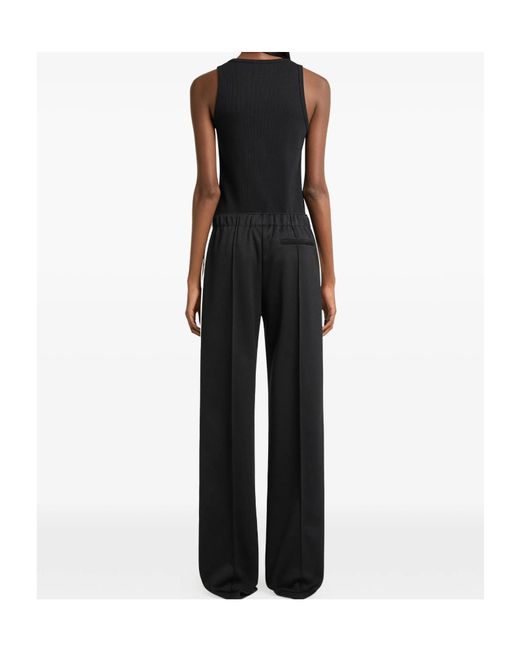 Courreges Black Bicolor Side-Stripe Track Pants