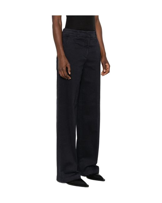 Peserico Black Wide-Leg Tailored Trousers