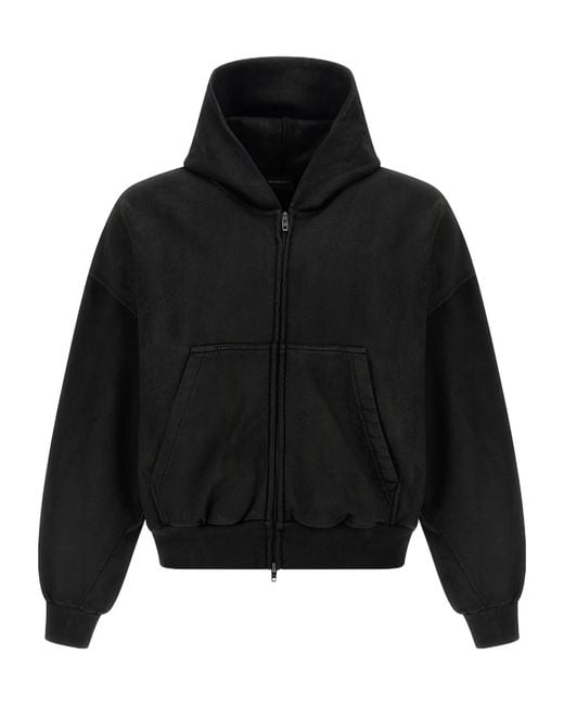 Balenciaga Black Long-Sleeved Zip-Up Hoodie for men
