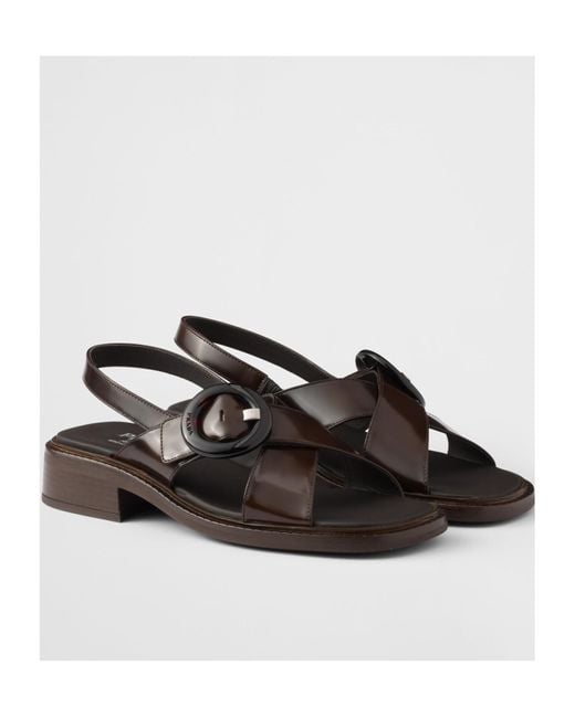 Prada Brown Re-Edition 1996 Logo-Printed Slingback Sandals
