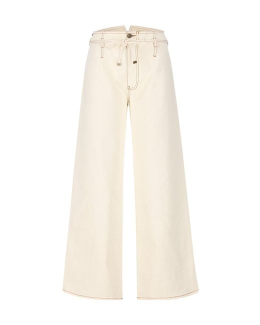 Etro White Tied Waist Wide Leg Jeans