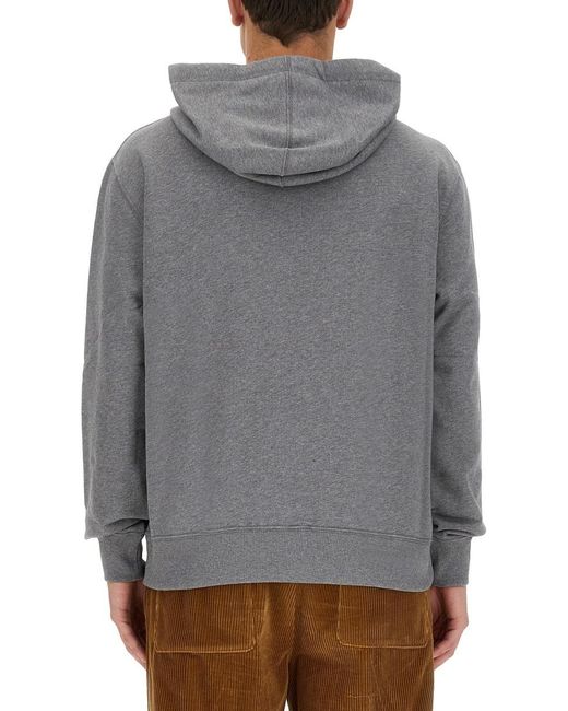Etro Gray Logo Printed Drawstring Hoodie for men