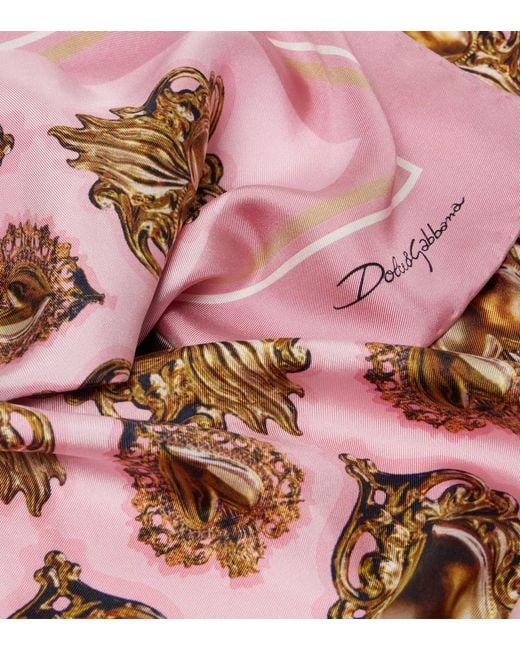 Dolce & Gabbana Pink Printed Silk Scarf