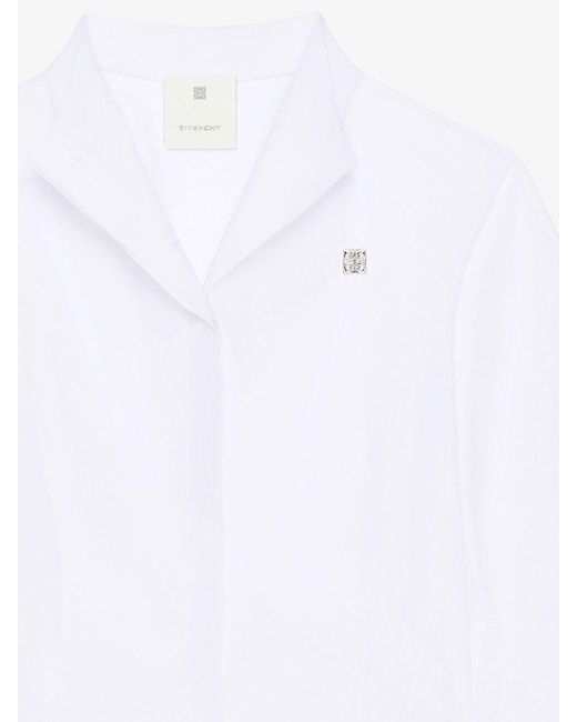 Givenchy White Logo Plaque Collared Shirt