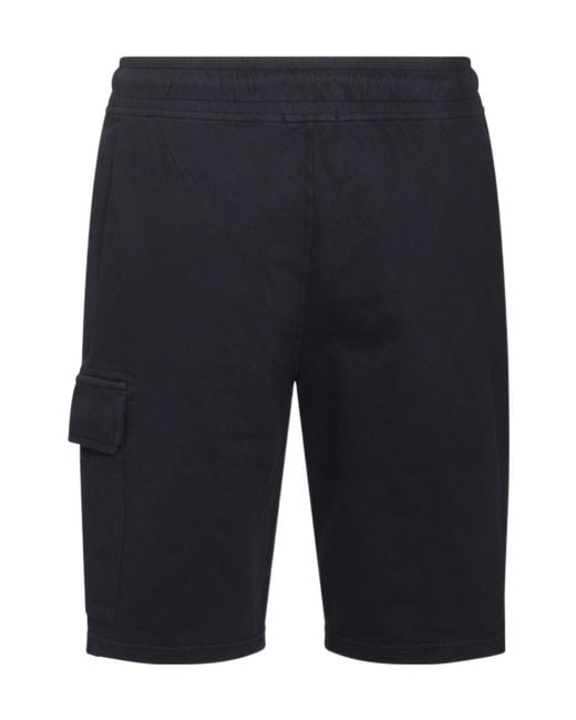 C P Company Blue Light Fleece Cargo Lens Shorts for men