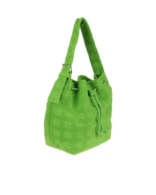 Tory Burch Green T Monogram Oversized Bucket Bag