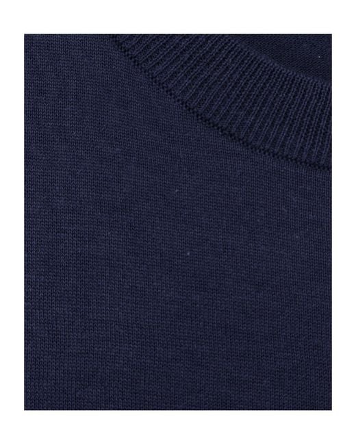 Aspesi Blue Crew-Neck Blended Knit Sweater