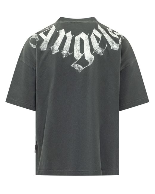 Palm Angels Gray Big Neck Logo T-Shirt for men