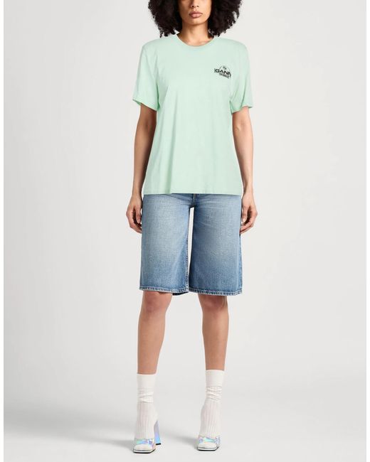 Ganni Green Logo-Print T-Shirt