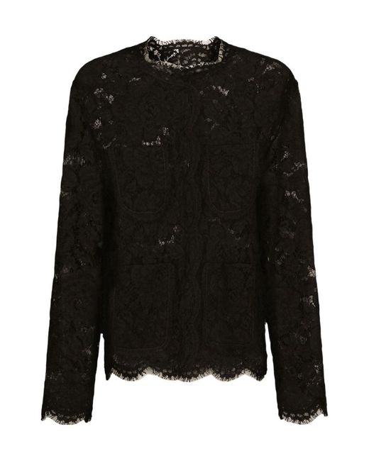 Dolce & Gabbana Black Single-Breasted Lace Jacket