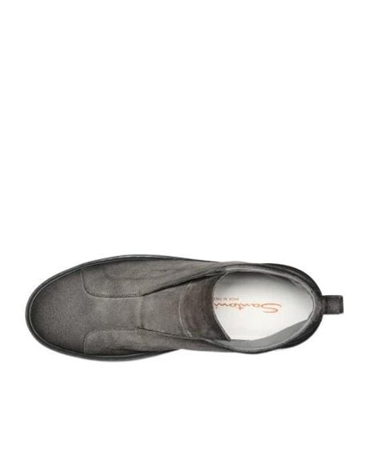 Santoni Brown Suede Slip-On Sneakers for men