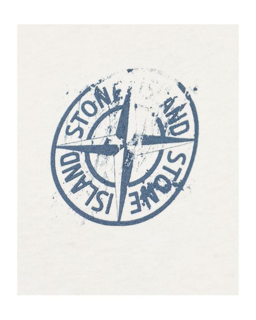 Stone Island White Short Sleeve Crewneck T-Shirt for men