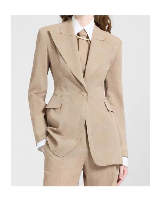 Ermanno Scervino Natural Fitted Single-Breasted Jacket