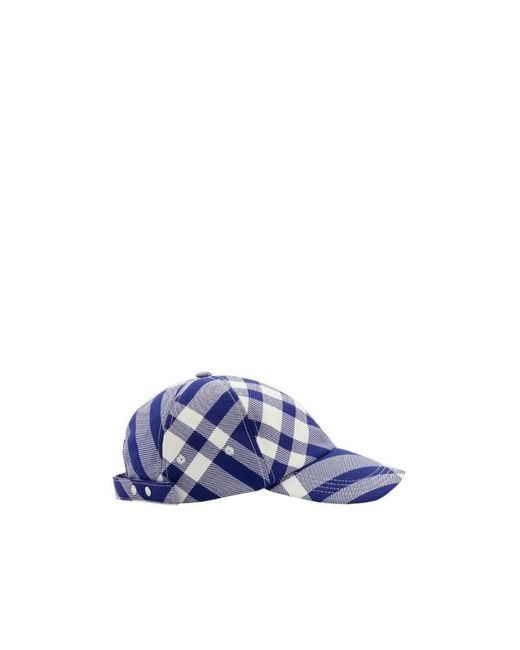 Burberry Blue Plaid-Checked Curved-Peak Baseball Cap for men