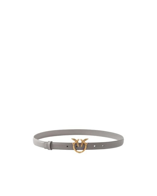 Pinko White Love Bird Plaque Buckle Belt