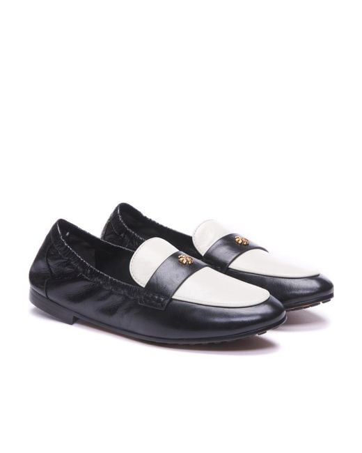 Tory Burch Blue Logo Plaque Color-Block Loafers