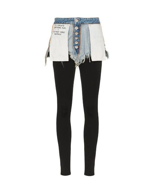 Unravel Project Black Reverse Short Cotton Leggings