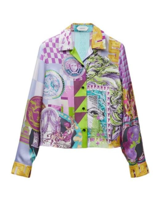 Versace Multicolor Pattern Printed Twill Shirt