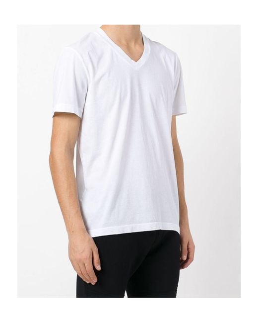 James Perse White Short Sleeved V-Neck T-Shirt for men