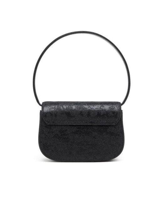 DIESEL Black 1Dr Logo Plaque Glittered Shoulder Bag