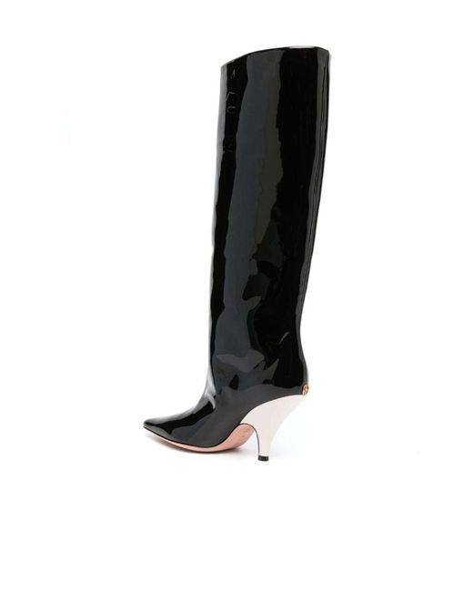 Bally Black Katy 85 Leather Boots - Women's - Calf Leather/patent Calf Leather