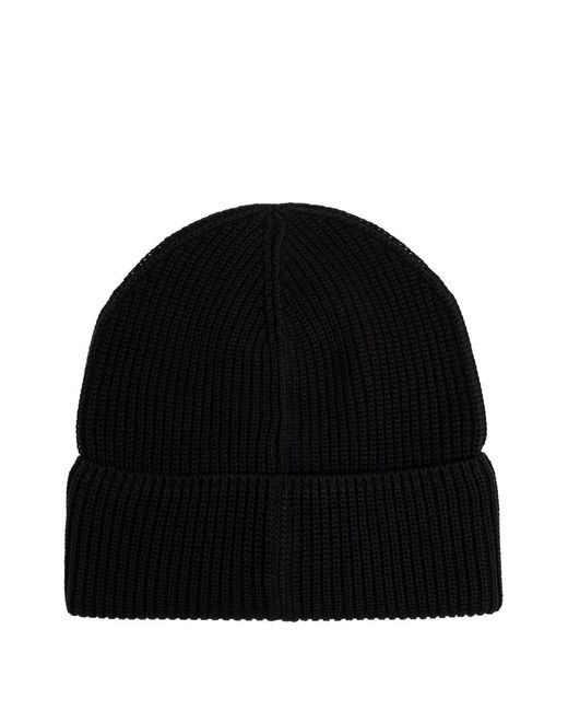 Moncler Black Logo Tricot Beanie Hat for men