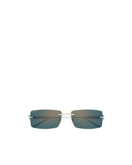 Cartier Green Rectangle Frameless Sunglasses for men