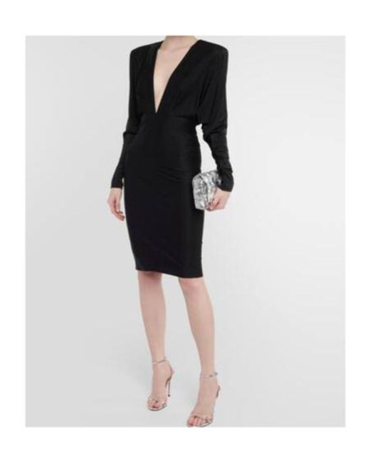Alexandre Vauthier Black Satin Midi Dress