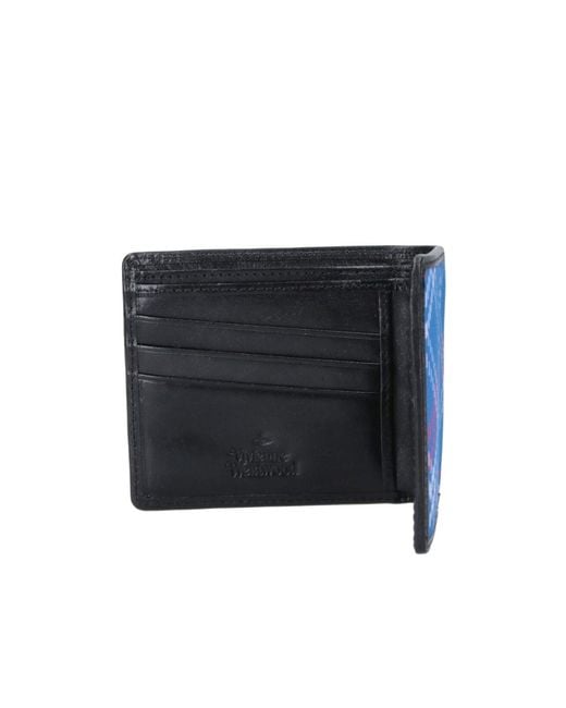 Vivienne Westwood Blue Bi Fold Square Wallet for men