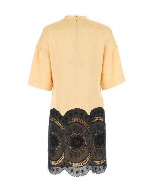 Stella McCartney Multicolor Lace Embroidered Satin Midi Dress