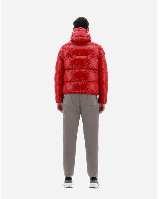 Herno Red Logo Patch Zip-Up Padded Jacket for men