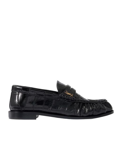 Saint Laurent Black Le Loafer Logo Plaque Slip-On Loafers