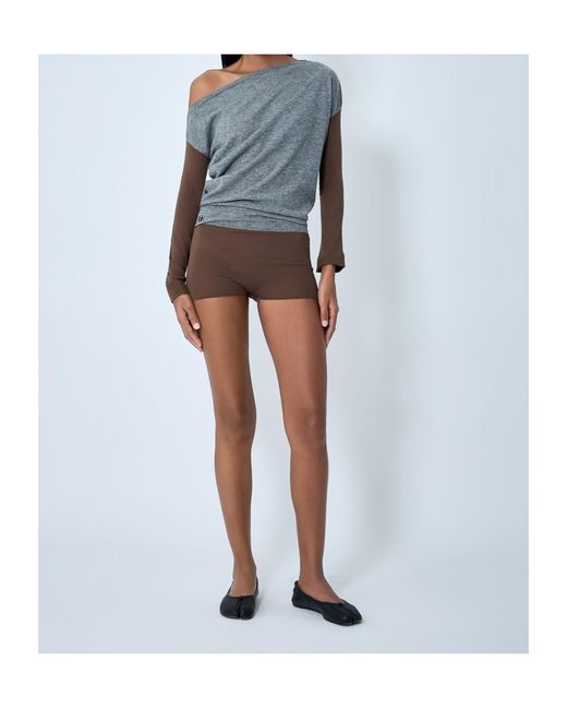 Kiko Kostadinov Blue Heiss Off-Shoulder Knit Bodysuit