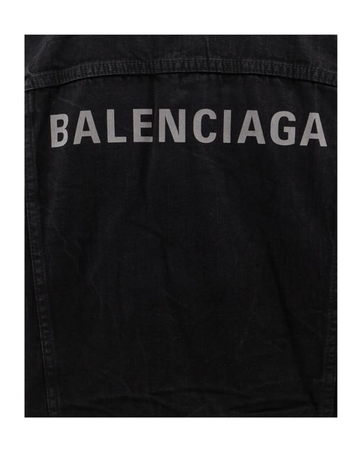 Balenciaga Black Collared Button-Up Denim Jacket
