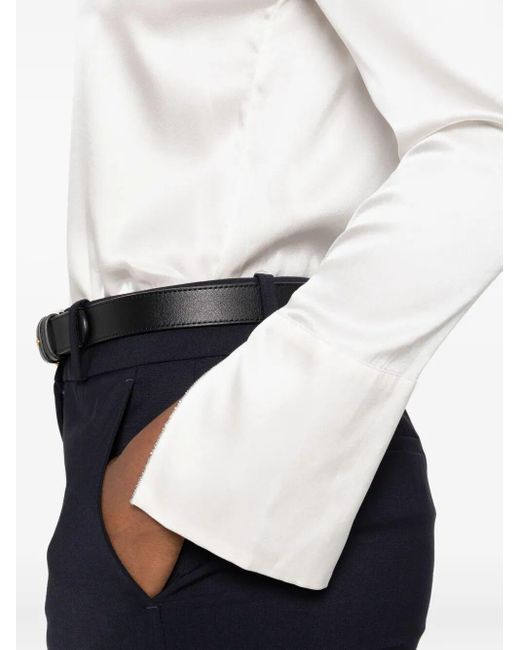 Peserico White Long-Sleeve Satin Shirt