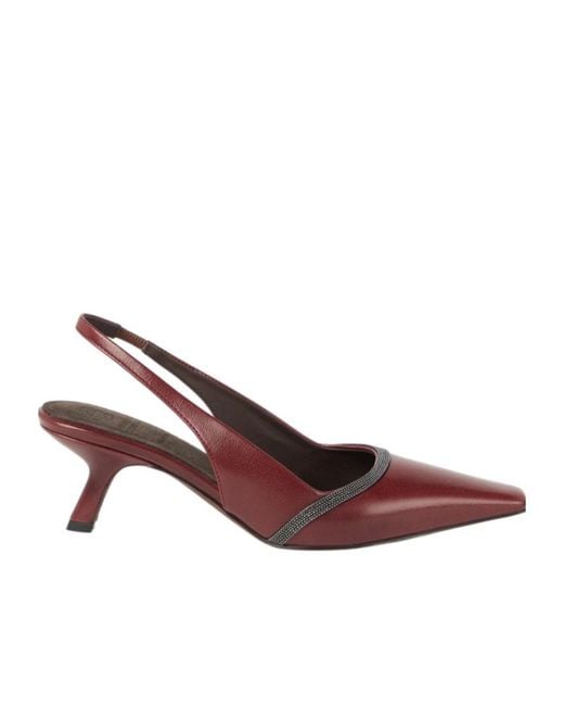 Brunello Cucinelli Brown 55Mm City Slingback Pumps