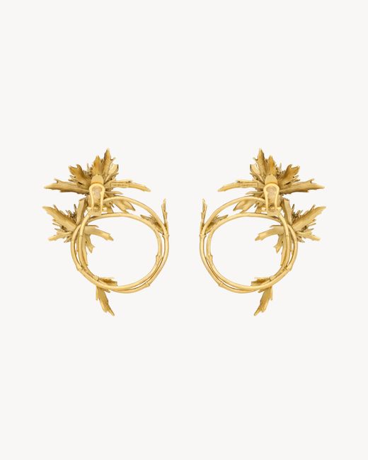 Saint Laurent Metallic Thistle Knocker Earrings