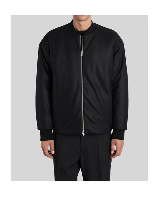 Jil Sander Black Zip-Up Bomber Jacket for men