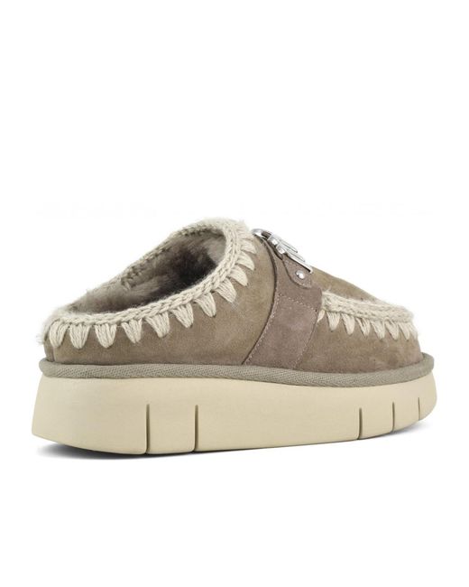Mou Gray Sheepskin Clog Sandals