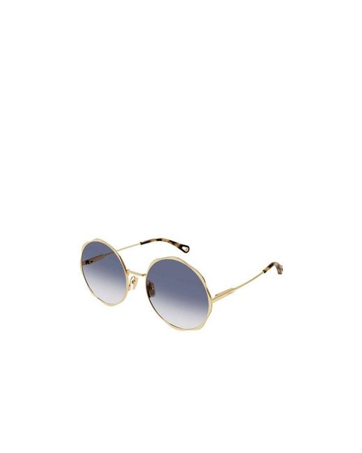 Chloé Blue Chloé Eyewear Round Frame Sunglasses