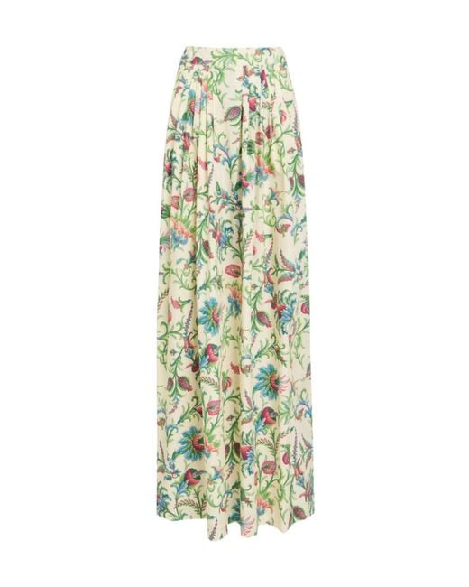 Etro White Floral-Print Cotton-Poplin Maxi Skirt