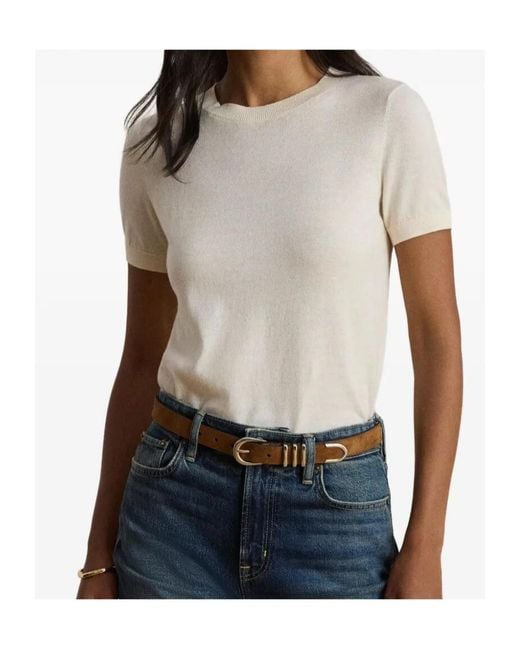 Ralph Lauren Natural Lauren Short-Sleeve Knitted Top