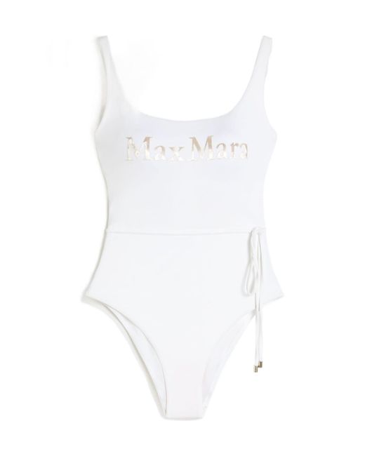 Max Mara White Bchcarisma Logo Printed One-Piece Swimsuit