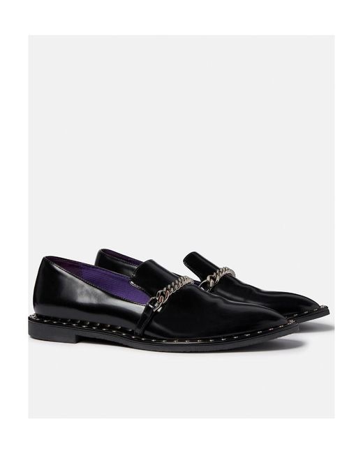 Stella McCartney Black Falabella Chain-Linked Slip-On Loafers