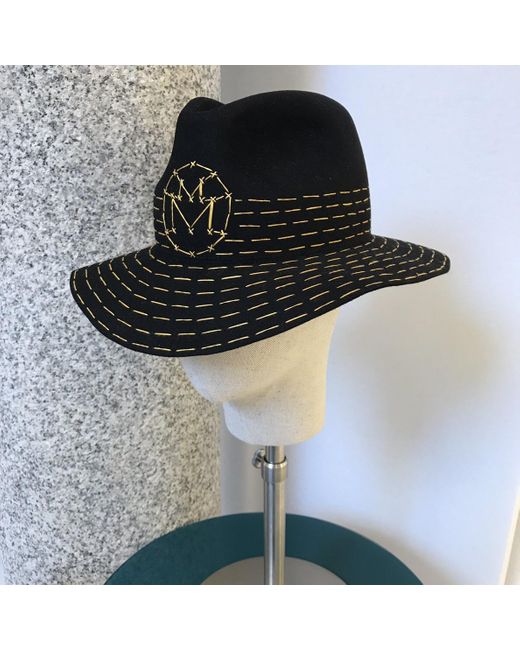Maison Michel Black Logo Embroidered Hat