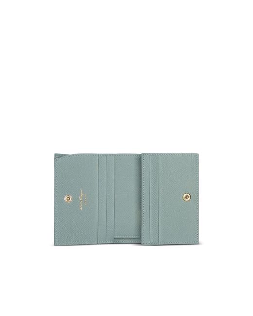 Ferragamo Blue Logo Double-Folded Wallet