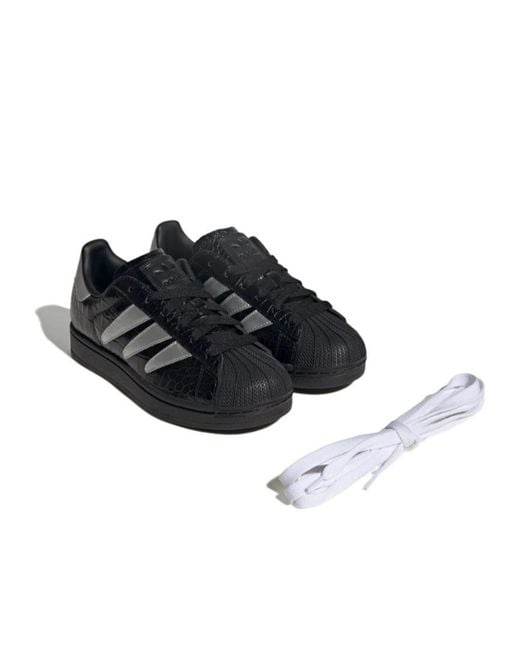 Adidas Black Superstar Ii W Striped Lace-Up Sneakers